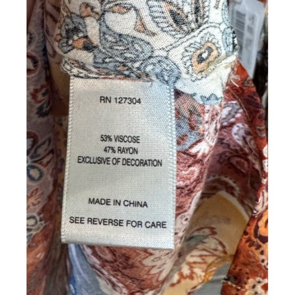 John Mark 1X Colorful Embroidered Tasseled 3/4 Sleeve Tunic Top NWOT - Picture 12 of 15